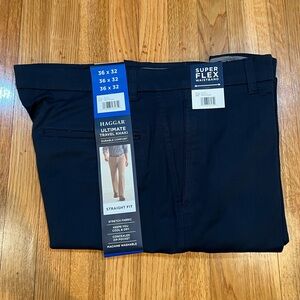 Haggar Dark Blue Straight Fit Trousers